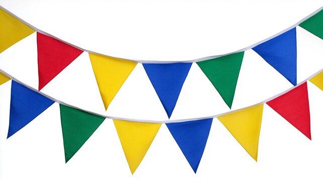 Colorful bunting banners for festival,carnival,party,white background with clipping path,PNG.