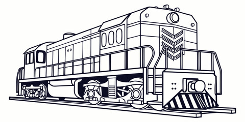 Vintage train engine illustration with detailed design features © Mamun