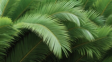 Fototapeta premium Lush Green Palm Leaves Creating a Serene Tropical Atmosphere with Vibrant Textures and Patterns for Nature Inspired Backgrounds and Designs