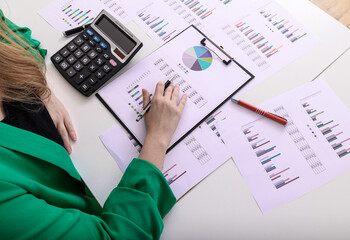 Corporate paperwork, accounting department, tax settlements