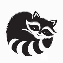 Fototapeta premium Adorable Raccoon Curled In A Ball Logo Vector On White Background