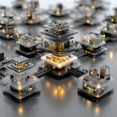 3D corporate system architecture visualization.