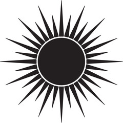Sun with Alternating Long & Short Rays icon in silhouette on white background.