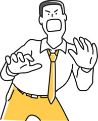 驚きすぎて変なポーズをとってしまうビジネスマン