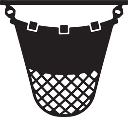 Trawl Net icon in silhouette on white background.