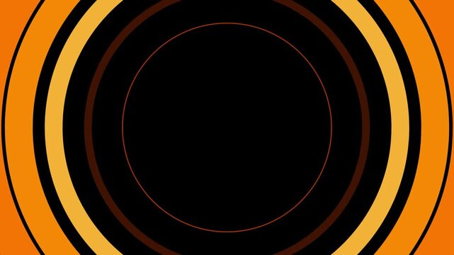 オレンジ系の線が円になり広がるワイプ	