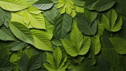 Vibrant Green Leaves Filling the Frame.