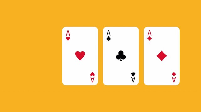 Four aces playing cards 4k video animation