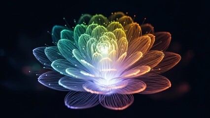 Vibrant Lotus Flower with Rainbow Colors.