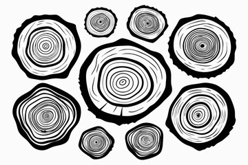 Tree stump cross sections illustration