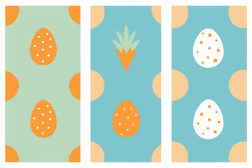 Easter themed illustrations with eggs and carrot