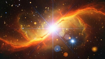 Vibrant Nebula with Stars and Bright Light.