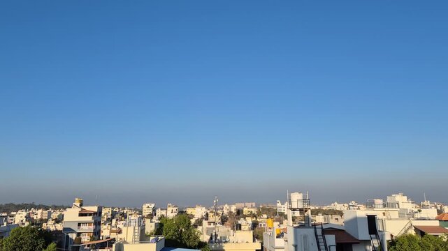 Clear Blue Sky Over Urban Cityscape