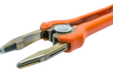 Fototapeta premium Orange-handled pliers isolated on clear white background tool