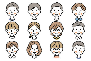 男性の顔のアイコンセット①