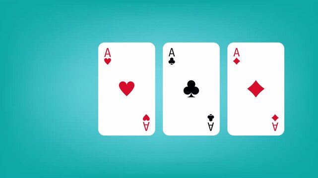 Four aces playing cards 4k video animation