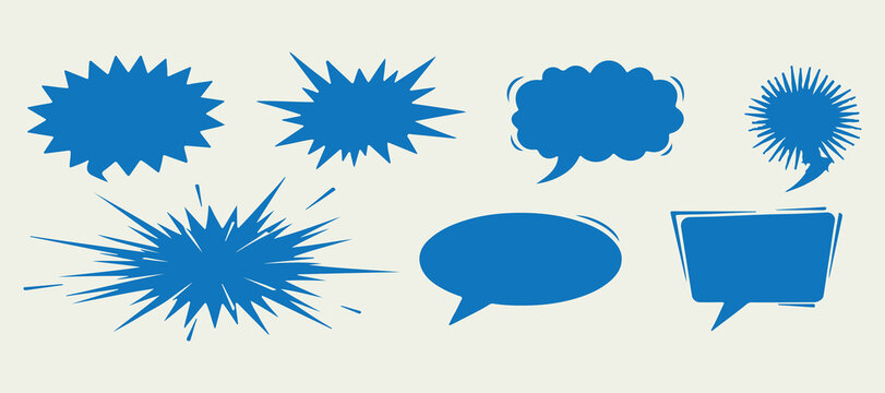 Comic Speech Bubble Explosion Set, Blue Pop Art Burst Clipart, Cartoon Dialogue Box Illustration, Comic Book Effect Graphic Bundle, Starburst Boom Bang Element, Superhero Action Bubble Design, Retro C