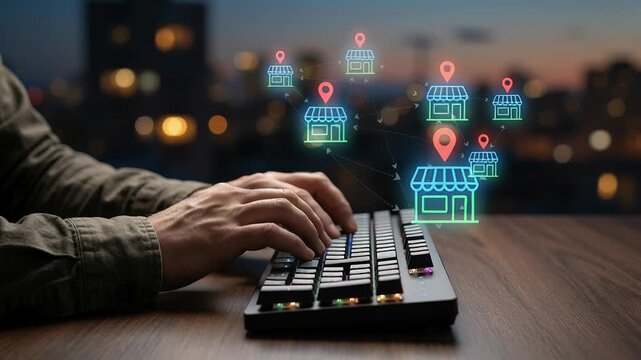 Digital shopping cart ecommerce marketing logistics online retail services customer network concept connecting retail stores with customer services, cart system and online business