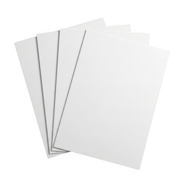 A stack of blank white index cards with perforated edges isolated on transparent background
