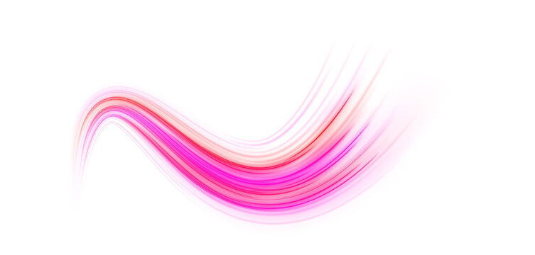 Pink neon freeway winds through dark landscape. Glowing streaks flow along curves. Sparks scatter, radiating energy and motion. Futuristic night highway. PNG