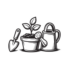 Gardening tools icon vector illustration