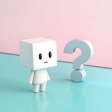 Minimal 3D render of a tiny characterless faceless figure, smooth shapes, soft lighting, clean background