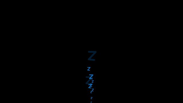 ZZZ sleep icon flying blue color with transparent background