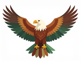 Fototapeta premium Majestic bald eagle in flight with outstretched wings and sharp talons