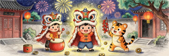 Spring Lion Dance to Celebrate the New Year