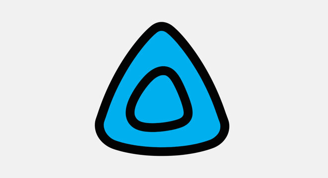 Geometric shape illustration featuring a blue triangle with nested outlines and simple design, viewed directly