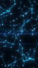 Obraz premium Abstract digital network with glowing blue points and connecting lines on a dark background