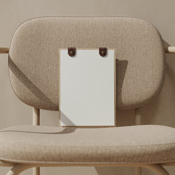 Menu holder with leather clasps mockup. 3D rendering