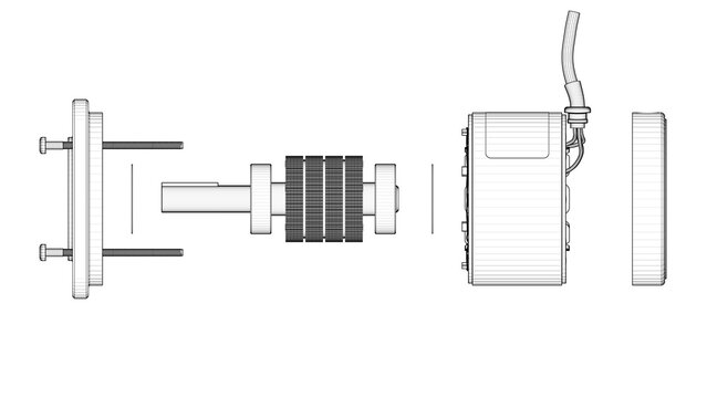 AC Servo Motor for CNC - Exploded View - Darwing. 3D rendering isolated on white background. 3D Mesh, Sketch, Vector style. Ideal for educational, engineering, and industrial design.