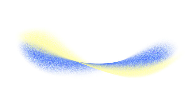 Abstract yellow and blue grainy gradient wave isolated on transparent background. Grain and spray-painted noise texture, giving it a tactile, lo-fi aesthetic. For branding, posters, overlays. PNG