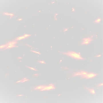 Bright dancing flames with glowing edges, orange-yellow tones and intense burning effect PNG
