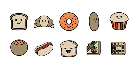 Kawaii Bread Illustration Set