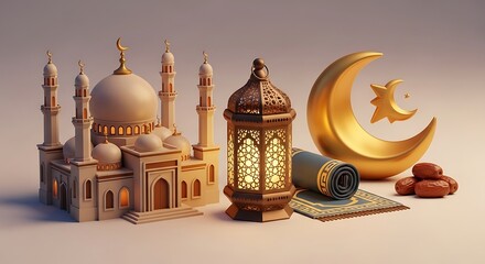 Traditional Cultural 3D Ramadan Icon Set
