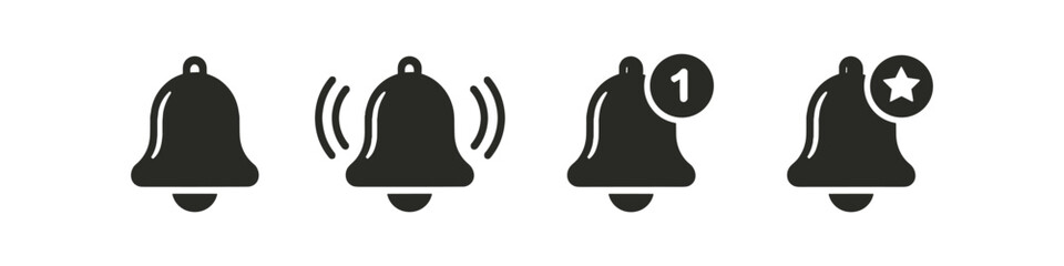 Obraz premium Collection of bell notification icons showing alerts, new messages, and favorites
