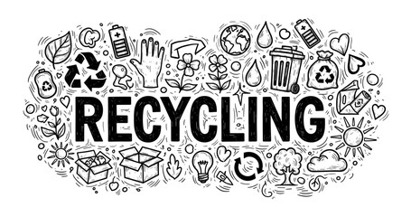 Fototapeta premium Environmental doodles highlighting recycling and sustainability concepts