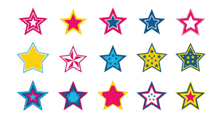 Obraz premium A collection of colorful star shapes on transparent background