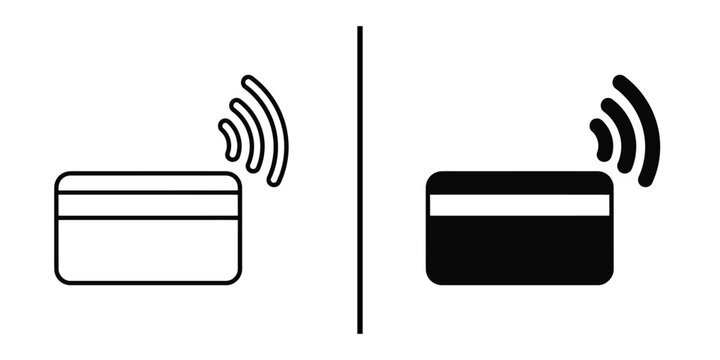 Credit Card with Wireless Payment Signal Vector Icon for Contactless Technology.