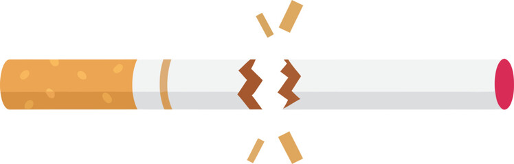 Cigarette Shattered into Pieces on White Surface, Illustration View