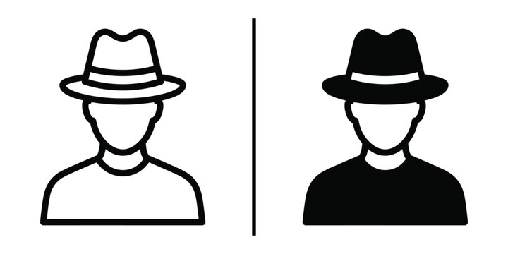 Anonymous User with Hat Vector Icon for Incognito Mode Privacy and Spy Concept