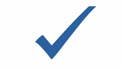 Blue checkmark symbol on white background.
