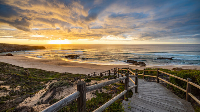 vila nova de milfontes sunrise atlantic ocean headland dusk