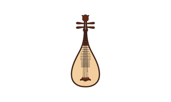 Traditional Chinese Pipa Lute Music Instrument Vector Icon