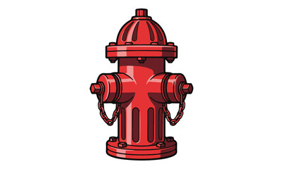 Fototapeta premium Red Fire Hydrant Vector Illustration Isolated on White Background