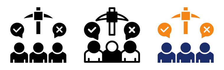 Opinion Mining Icon Collection Glyph & Mixed Style 