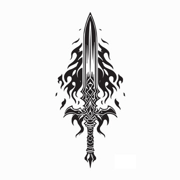 A sword in a fiery blaze with the flames surrounding image vector