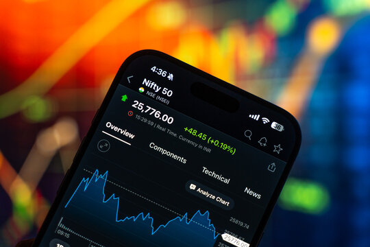 National Stock Exchange or NSE logo is displayed on the screen of a smartphone, in Bangalore, India, on February 12, 2026
